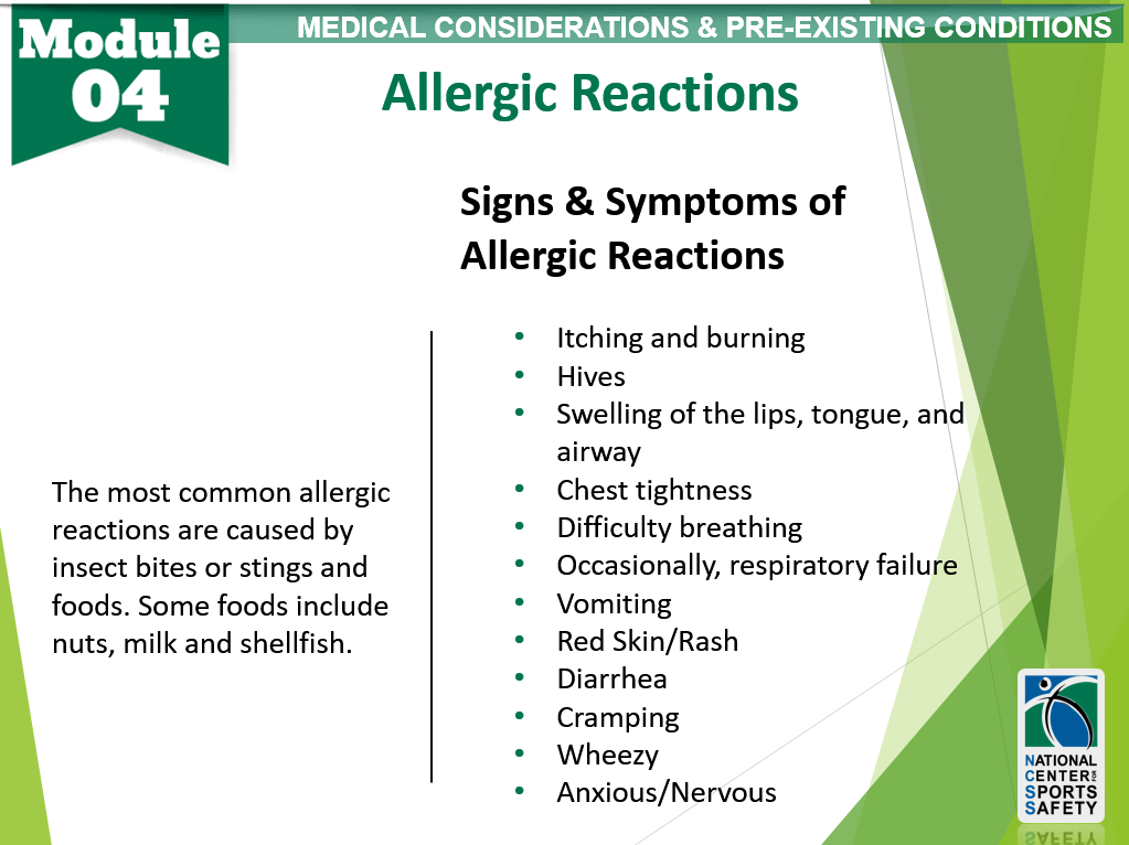 12allergicreactions National Center for Sports Safety