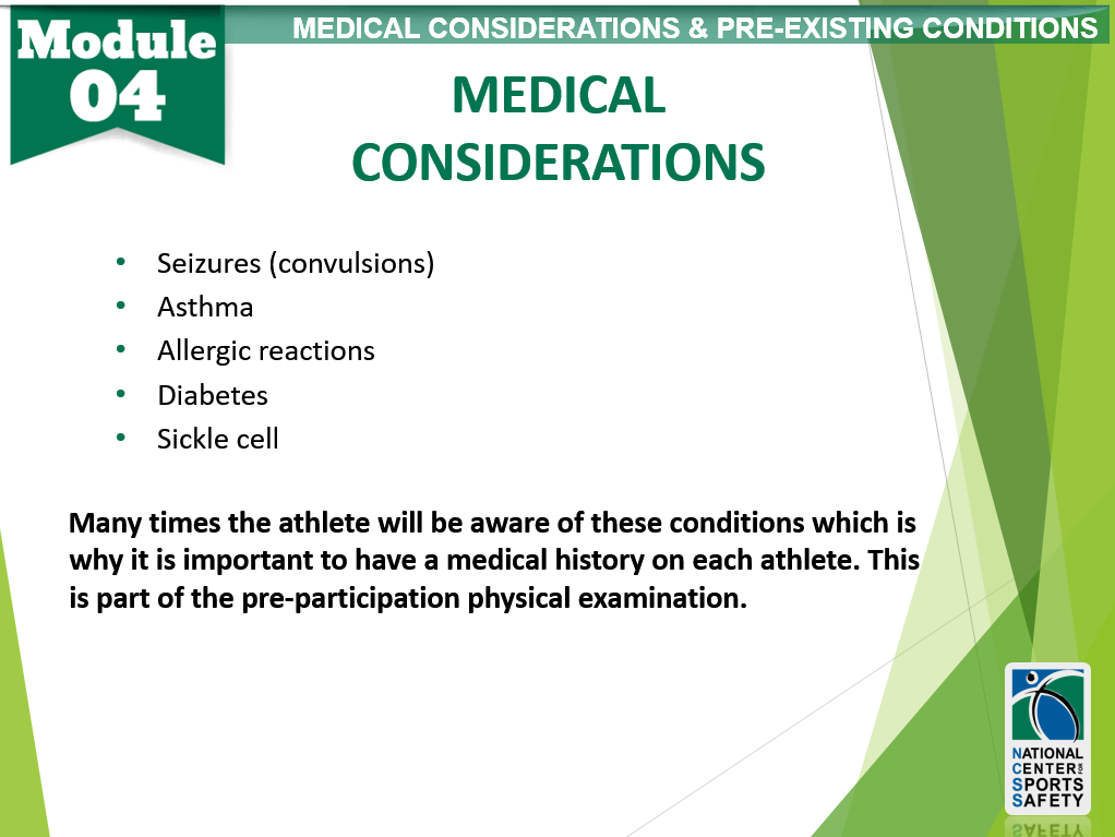 2medicalconsiderations2 National Center for Sports Safety