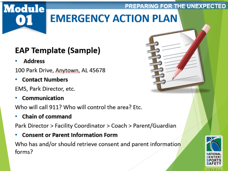 Emergency Action Plan 3 Eap Template National Center For Sports Safety